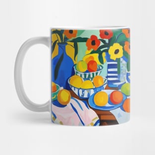 Modern Still Life Painting with Fruit and Flowers After Matisse Mug